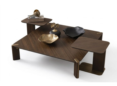 3-piece coffee table group side tables coffee table brown wood table set