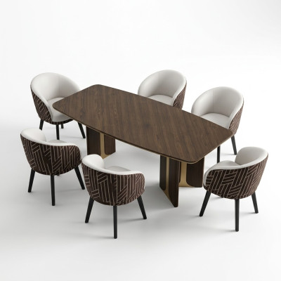 Dining group, dining nook, dining room, dining table, chair set, 7-piece, brown, wood group