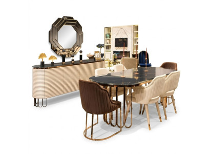 Dining set dining nook dining table chairs beige set 9-piece luxury wood dining room.