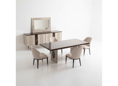 Luxurious dining room dining set dining corner dining table chairs beige 9-piece set wood