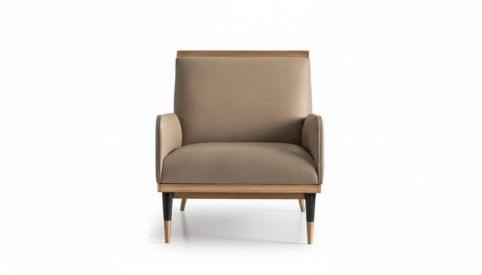 Single-Seater Armchair Luxury Club Chair Beige Faux Leather Living Room