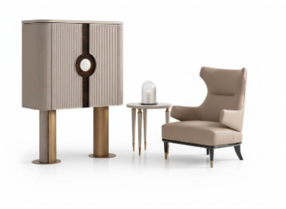 Armchair group living room cabinet modern wing chair beige cabinet