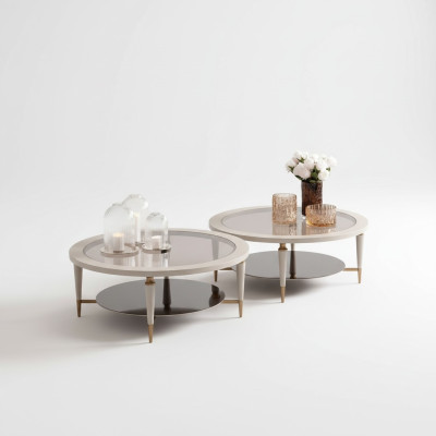 Group Coffee Tables Side Tables Set of 2 Coffee Tables Beige Wood