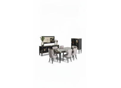 Large dining area dining set dining room dining table chairs 10-piece black wood