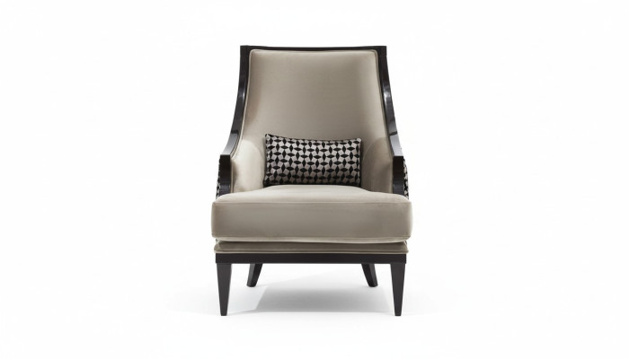 Armchair Wingback Chair Single-Seater Fabric Gray Living Room Classic