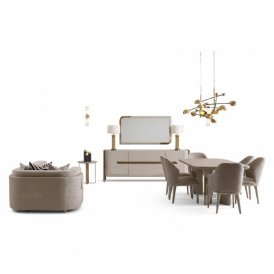 Dining room set corner dining area dining table chairs set 9 pieces beige dining group