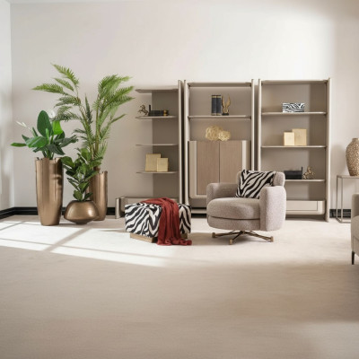Armchair with footstool, wingback chair, TV armchair, padded armchair, gray, Zerba