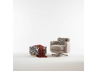 Armchair with footstool, wingback chair, TV armchair, padded armchair, gray, Zerba