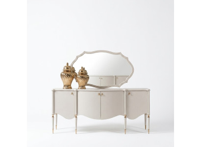 Sideboard group with mirror cabinet cupboard wood beige dresser set