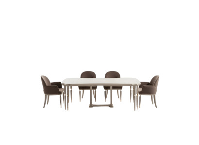 Dining group dining nook dining table chairs set 7-piece dining room beige wood design