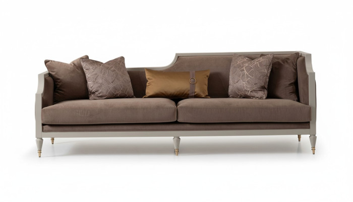 Four-seater sofa, 4-seater fabric sofa, brown upholstered sofa, sofas, living room.