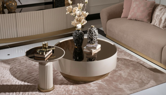 Complete coffee table side table sofa table beige luxury