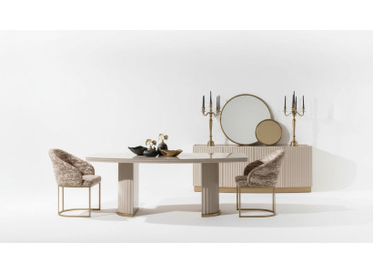Dining group dining nook dining table chairs set 9-piece dining room beige wood luxury