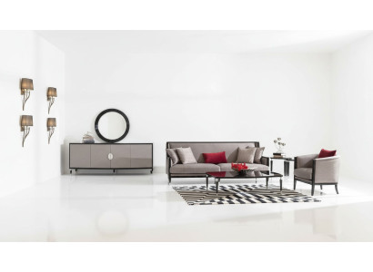Complete couch set three-seater armchair coffee table set 3-piece grey