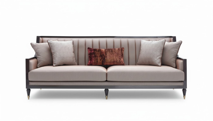 Four-seater sofa 4-seat fabric sofa upholstered sofa gray classic design