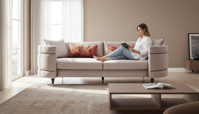 Fabric sofa four-seater sofa 4 seater upholstered sofa grey modern design