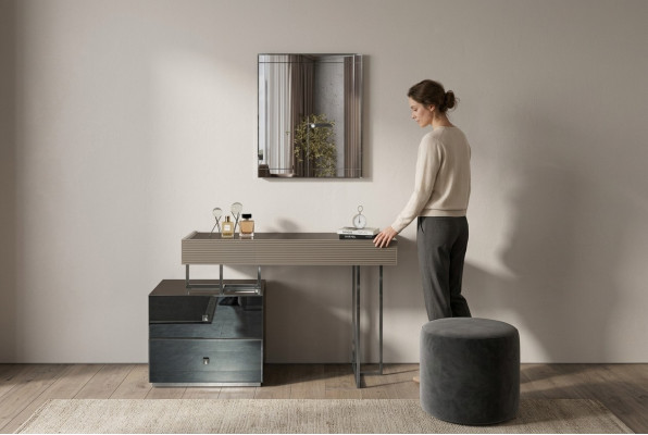Console table with mirror dressing table modern gray wood