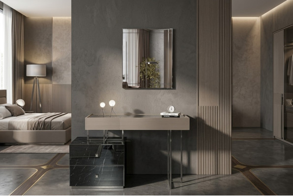Console table with mirror dressing table modern gray wood