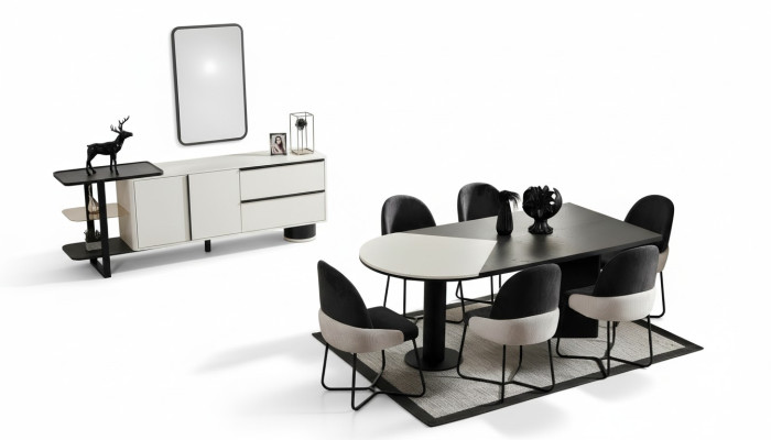 Dining set dining room group dining nook dining table chairs 9-piece wood white