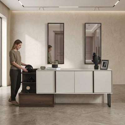 Cabinet sideboard with mirror sideboard group modern chest of drawers white