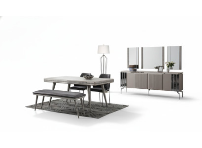 Dining room furniture dining nook dining table dining set dining table chairs 9-piece gray