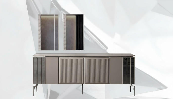 Sideboard set with mirror cabinet sideboard gray wood dresser