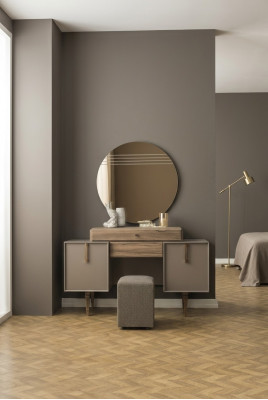 Dressing table console table stool vanity table wood gray mirror set