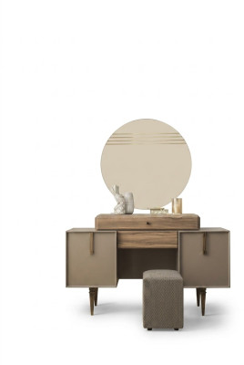 Dressing table console table stool vanity table wood gray mirror set