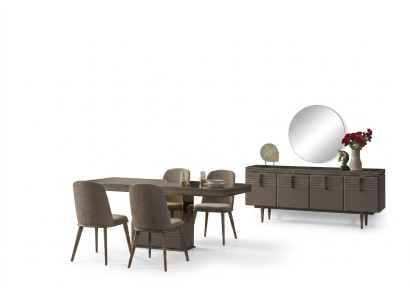 Dining group dining nook dining room dining table chairs gray wood set 9-piece modern