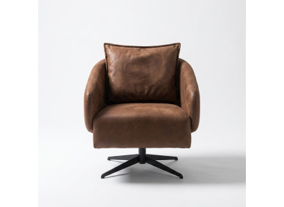 Armchair, wing chair, swivel chair, single seater, seat, faux leather, brown design