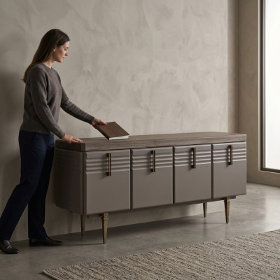 Sideboard Cabinet Wood Cabinet Chest of Drawers Cabinet Wood Gray Living Room