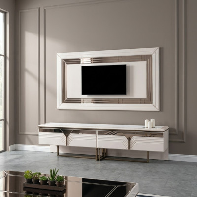 Wall unit TV stand wall panel RTV lowboard white wood sideboard modern