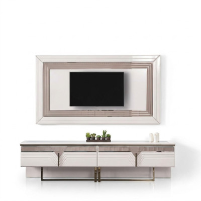 Wall unit TV stand wall panel RTV lowboard white wood sideboard modern