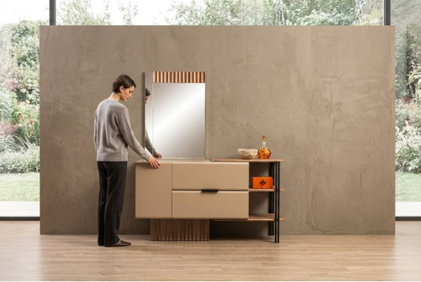 Dressing Table Vanity Console Table Wood Bedroom Beige Modern