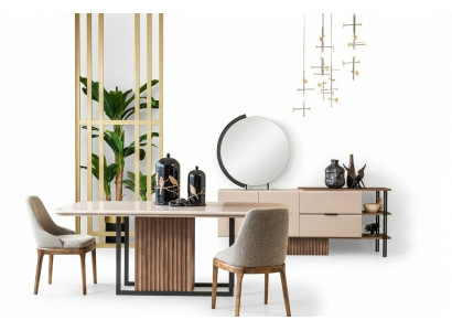 Dining room dining group complete dining table chairs 9-piece beige dining corner set