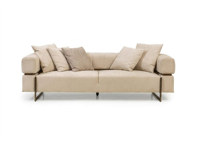 Beige three-seater designer fabric sofa upholstered furniture luxurious 3-seater