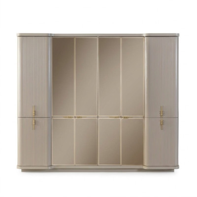 Beige wardrobe clothes cabinet bedroom wooden cabinet furniture