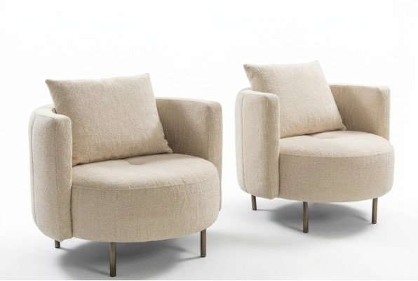 Beige textile armchair designer club chair cocktail chair upholstered furniture