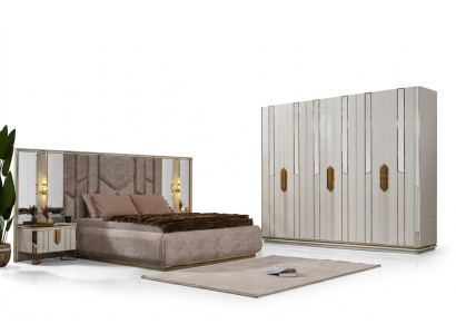 Complete Bedroom Double Bed Wardrobe Bedside Tables White 4-piece set
