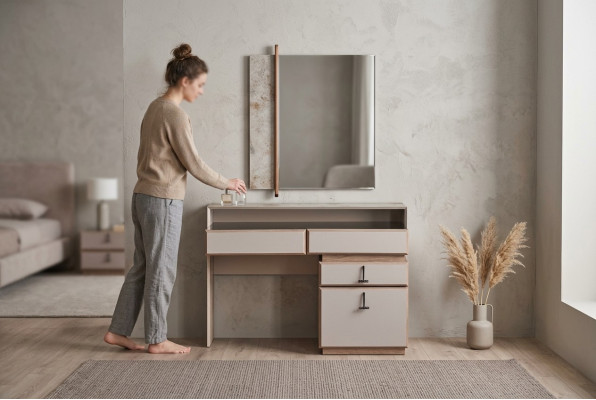 Dressing table makeup table makeup console mirror console table gray