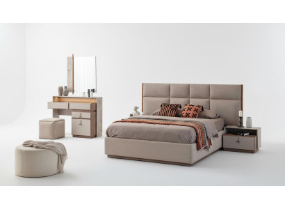 Luxury bedroom furniture double bed nightstands gray 6-piece wardrobe bed