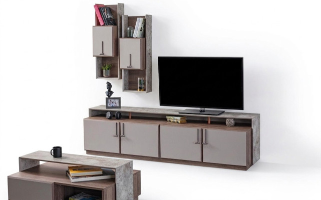 TV stand wall cabinets sideboard RTV lowboard gray living room wood