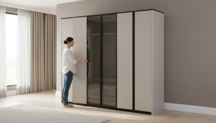 Wardrobe Closet Coat Closet Modern Wood Wardrobe Gray