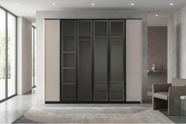 Wardrobe Coat Closet Cabinet Modern Wooden Cabinet Gray
