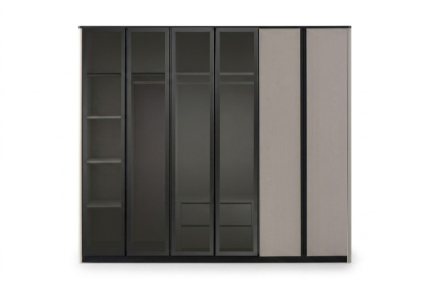 Wooden cabinet, wardrobe, closet, cloakroom cabinet, modern gray