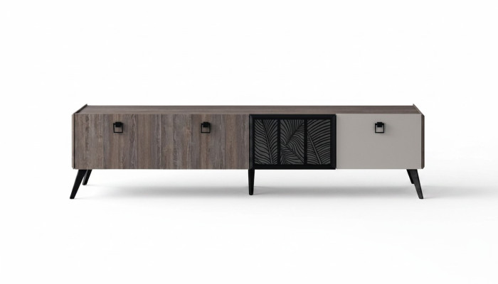Sideboard Living Room TV Stand RTV Lowboard Cabinet Wood Gray Dresser