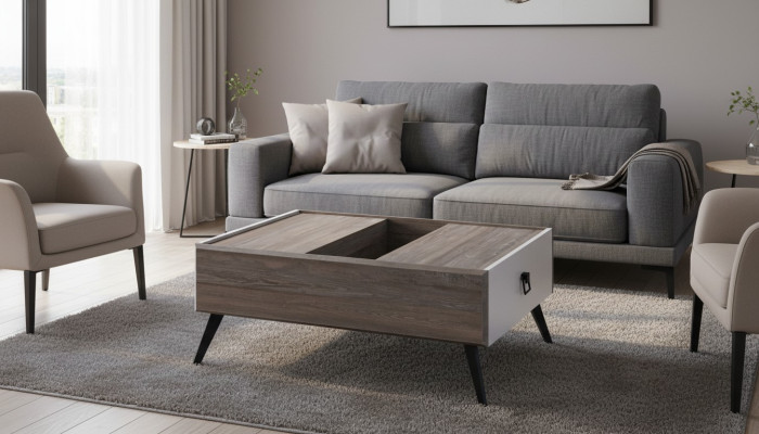 Coffee table wood side table grey living room