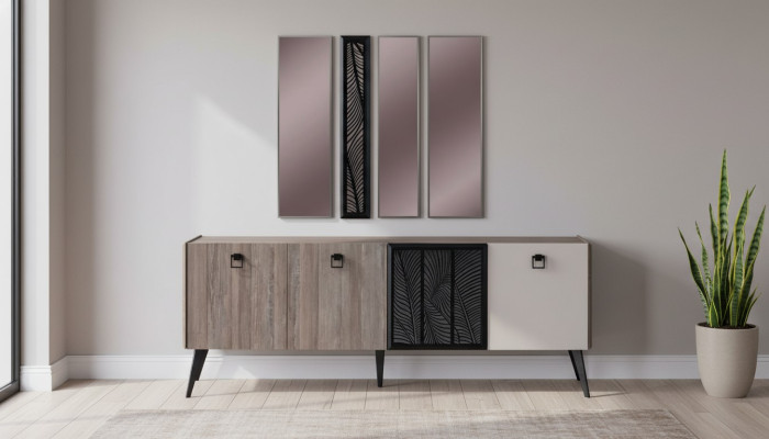 Sideboard with Mirror Group Wooden Cabinet Wardrobe Dining Room