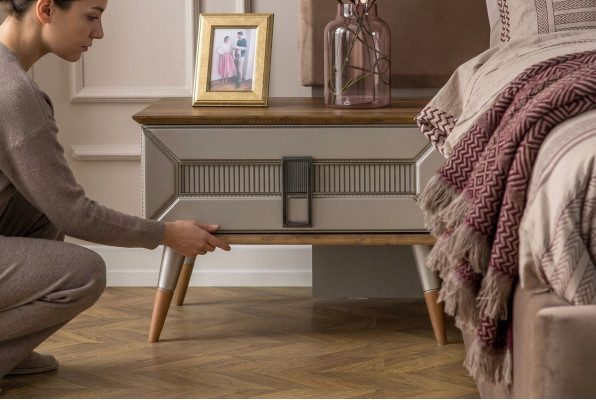 Complete Nightstands Night Cabinets Night Dressers Wood 2-piece Gray