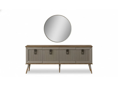 Robust Buffet Designer Sideboard Luxurious Round Mirror Cabinet 2-piece